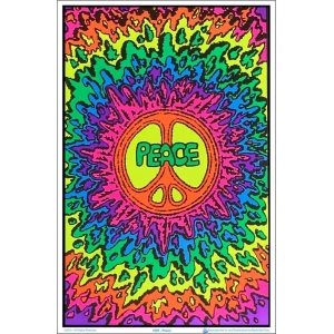 Psychedelic Peace Flocked Blacklight Poster - 23" x 35"