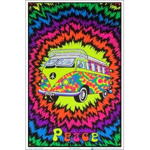 Peace Bus Flocked Blacklight Poster - 23" x 35"
