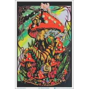 Mushroom Caterpillar Flocked Blacklight Poster - 23" x 35"