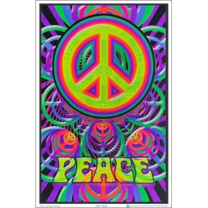 Peace Flocked Blacklight Poster - 23" x 35"