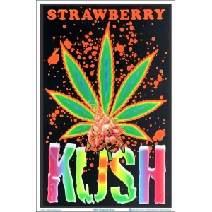 Strawberry Kush Flocked Blacklight Poster - 23" x 35"