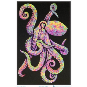 Painted Octopus Flocked Blacklight Poster - 23" x 35"