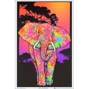 Painted Elephant Flocked Blacklight Poster - 23" x 35"