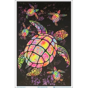 Painted Sea Turtle Flocked Blacklight Poster - 23" x 35"