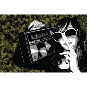 Steez "Boombox Smoking Girl" Poster - 36" x 24"