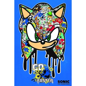 Sonic The Hedgehog- Go Faster - Graffiti Poster - 24" x 36"