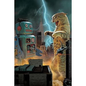 Cat vs Robot Poster - 24" x 36"