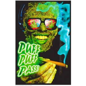 Puff Puff Pass Non-Flocked Black Light Poster - 24" x 36"