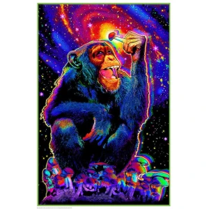 Monkey Mushroom - Non-Flocked Blacklight Poster 24" x 36"