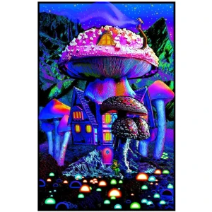 Mushroom House - Non-Flocked Blacklight Poster 24" x 36"
