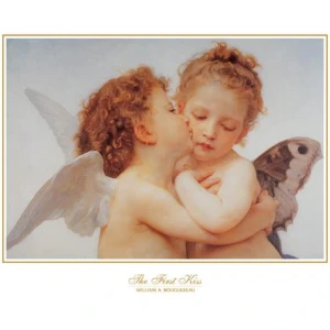The First Kiss by Bouguereau 1890 Poster - 28" x 22"