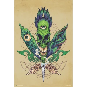 Pot Leaf Skull by Flylan Designs Poster - 24" x 36"