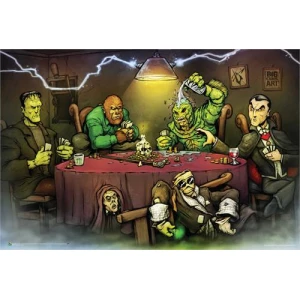 Monsters Playing Poker by Big Chris Poster - 36" x 24"
