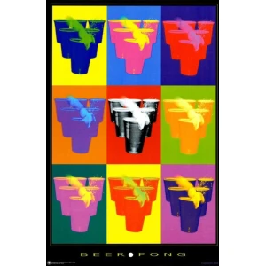 Beer Pong Pop Art Poster - 24" x 36"