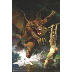 Beauty and The Beast by Frank Frazetta Non-Flocked Blacklight Poster 24" x 36"