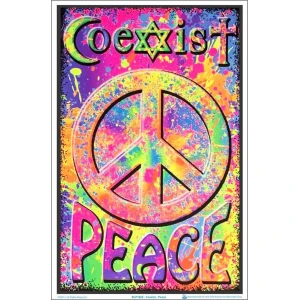 Coexist/Peace Flocked Blacklight Poster - 23" x 35"