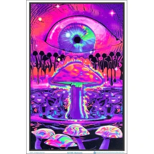 Mushrooms Flocked Blacklight Poster - 23" x 35"