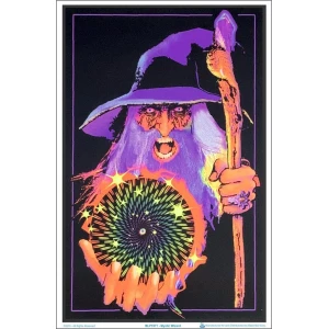 Mystic Wizard Flocked Blacklight Poster - 23" x 35"