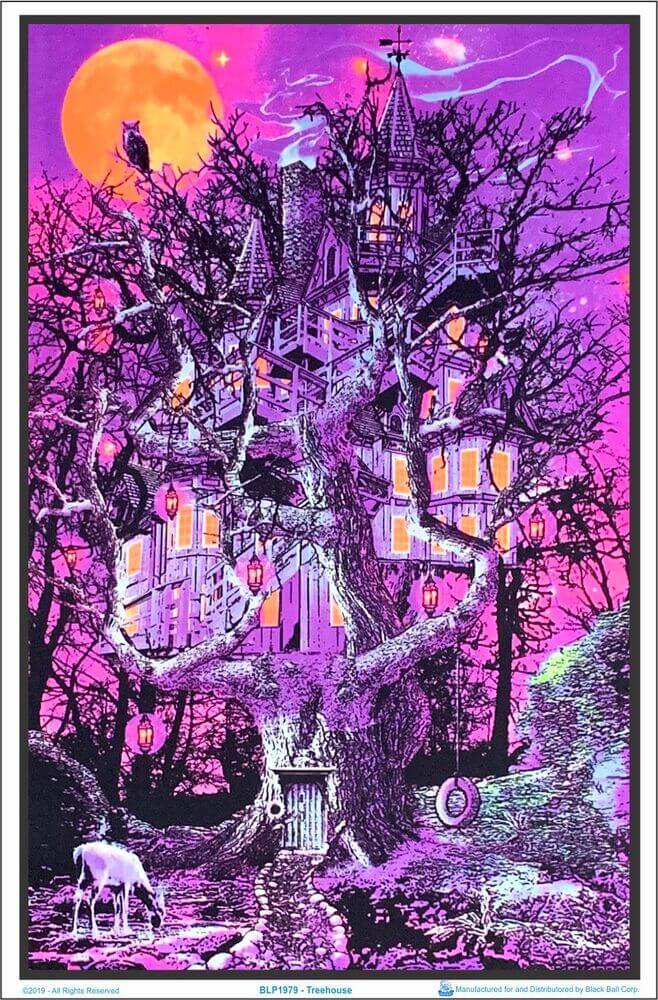 BLP1979-treehouse-blacklight-poster.1.jpg Treehouse Black Light Poster Image