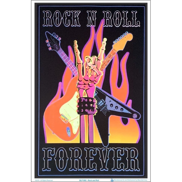Rock and Roll Black Light Poster Image