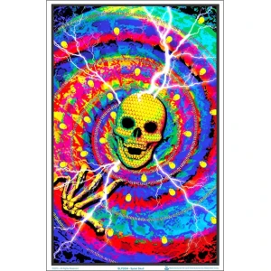 Spiral Skull Flocked Blacklight Poster - 23" x 35"