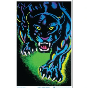 King of the Night Black Cat Flocked Blacklight Poster - 23" x 35"