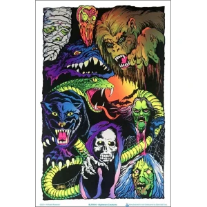 Nightmare Creatures Flocked Blacklight Poster - 23" x 35"