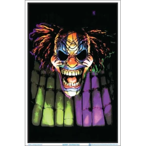 Evil Clown Face Flocked Blacklight Poster - 23" x 35"