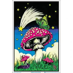 Mushroom Butterflies Flocked Blacklight Poster - 23" x 35"