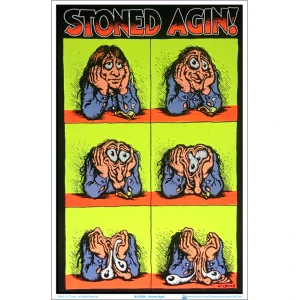 Stoned Agin' by R. Crumb Flocked Blacklight Poster - 23" x 35"