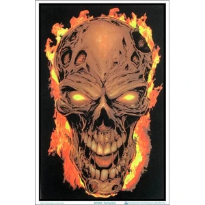 Flaming Skull Flocked Blacklight Poster - 23" x 35"