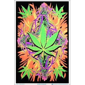 Flaming Leaf Black Light Poster Image