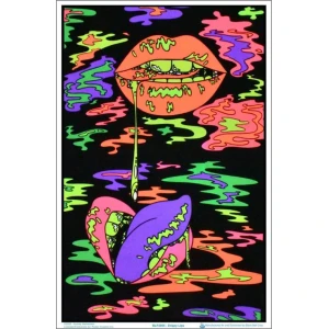 Drippy Lips by Audrey Herbertson Flocked Blacklight Poster - 23" x 35"