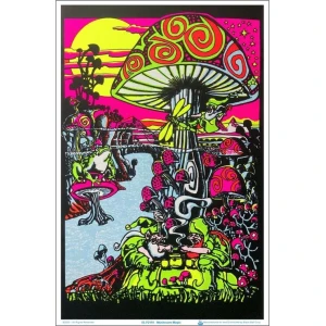 Mushroom Magic Flocked Blacklight Poster 23" x 35"