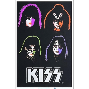 KISS Four Faces Flocked Blacklight Poster - 23" x 35"