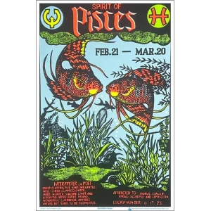 Pisces Zodiac Sign Flocked Blacklight Poster 23" x 35"