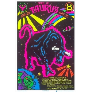 Taurus Zodiac Sign Flocked Blacklight Poster 23" x 35"