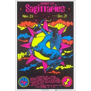 Sagittarius Zodiac Sign Flocked Blacklight Poster 23" x 35"