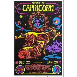 Capricorn Zodiac Sign Flocked Blacklight Poster 23" x 35"