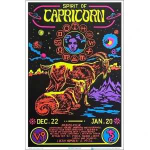 Capricorn Zodiac Sign Flocked Blacklight Poster 23" x 35"