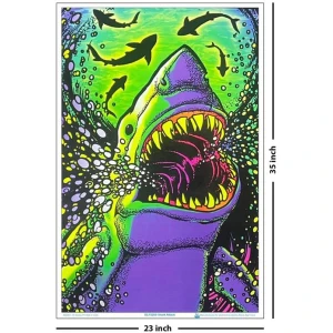 Shark Attack Flocked Blacklight Poster - 23" x 35"