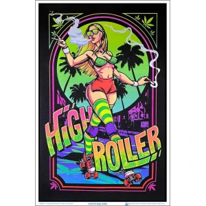 High Roller Girl Flocked Blacklight Poster - 23" x 35"