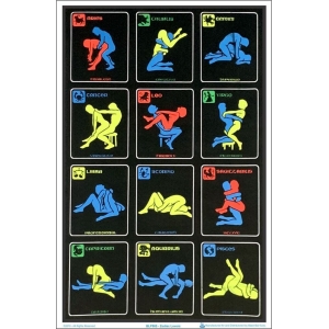 Zodiac Positions Flocked Blacklight Poster - 23" x 35"