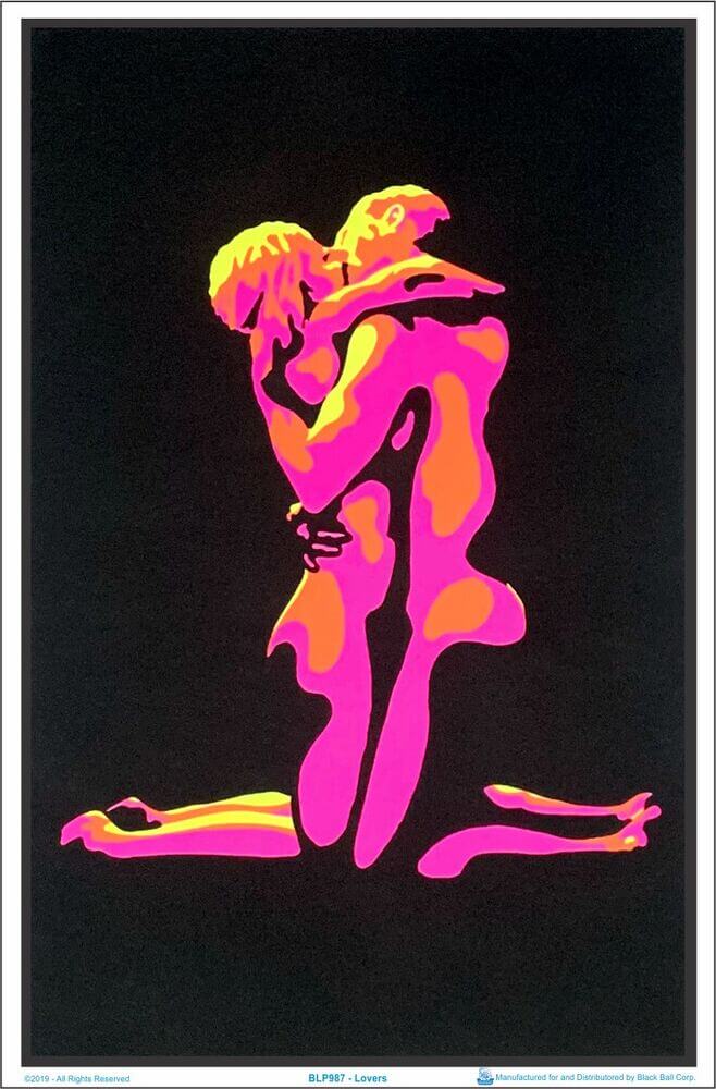 BLP987-lovers-blacklight-poster.1.jpg Flaming Love Black Light Poster Image