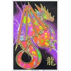 Splatter Dragon Flocked Blacklight Poster - 23" x 35"