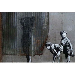 Banksy Peek A Boo Shower Poster - 36" x 24"