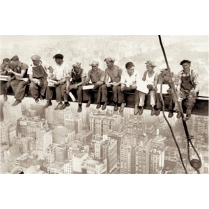 Manhattan Skyscraper Men On Beam - Poster - 36" x 24"