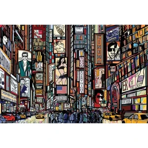 Illustrated Time Square Poster - 36" x 24"