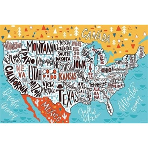 Hand Drawn USA Map Poster - 36" x 24"