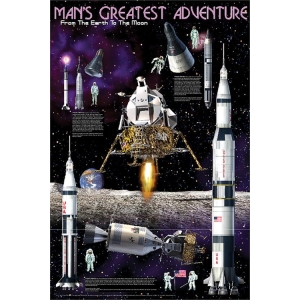 Man's Greatest Adventure - Moon Landing Educational Poster 24x36